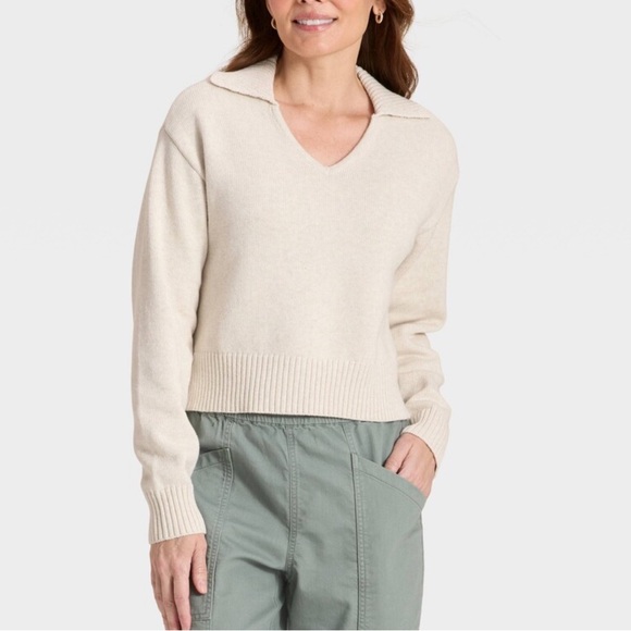 Universal Thread Sweaters - Universal Thread Women's Collared Neck Pullover Oatmeal Sweater XL‎